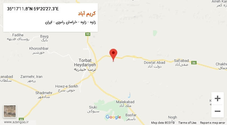 روستای کریم آباد بر روی نقشه