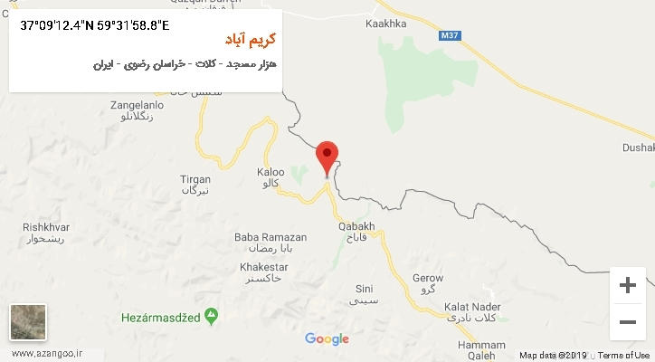 روستای کریم آباد بر روی نقشه