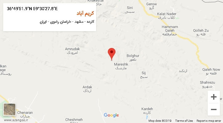 روستای کریم آباد بر روی نقشه