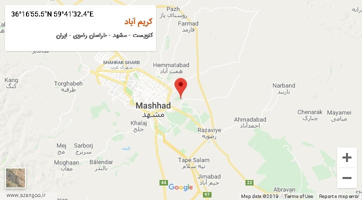 روستای کریم آباد بر روی نقشه