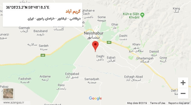 روستای کریم آباد بر روی نقشه