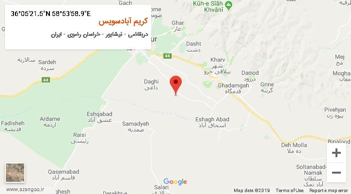 روستای کریم آبادسویس بر روی نقشه