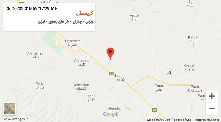روستای کریمخان بر روی نقشه