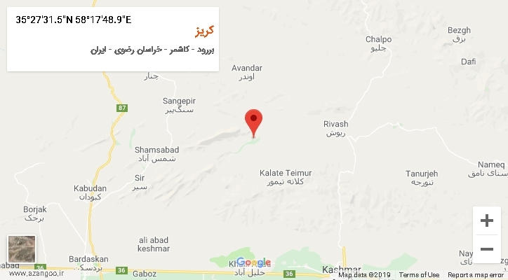 روستای کریز بر روی نقشه
