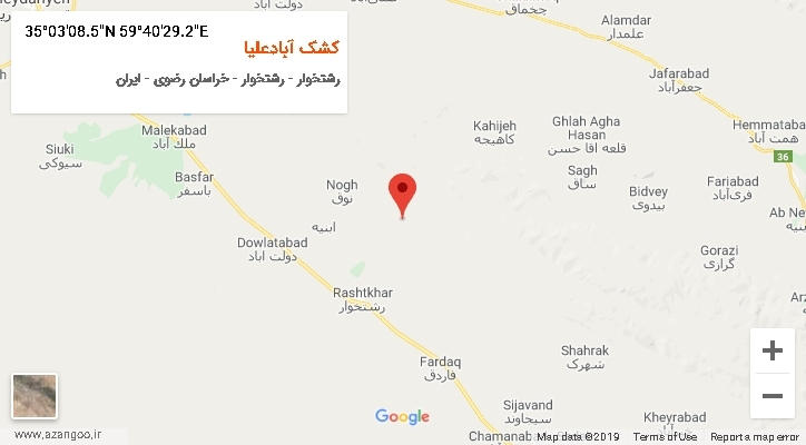 روستای کشک آبادعلیا بر روی نقشه