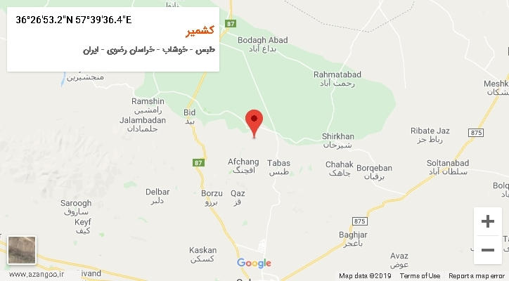 روستای کشمیر بر روی نقشه