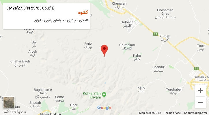 روستای کشوه بر روی نقشه