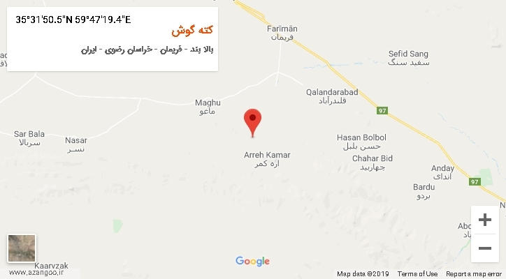 روستای کته گوش بر روی نقشه