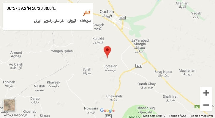 روستای کتلر بر روی نقشه