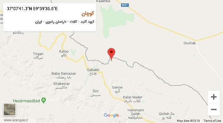 روستای کوچان بر روی نقشه
