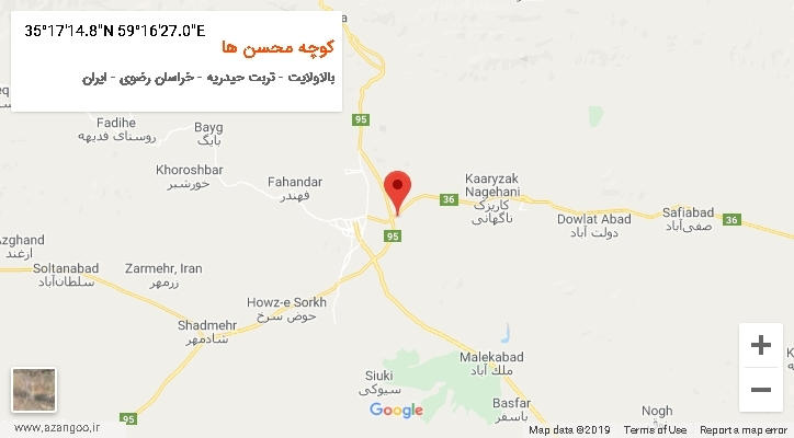 روستای کوچه محسن ها بر روی نقشه