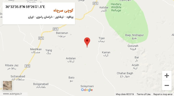 روستای کوچی سرچاه بر روی نقشه