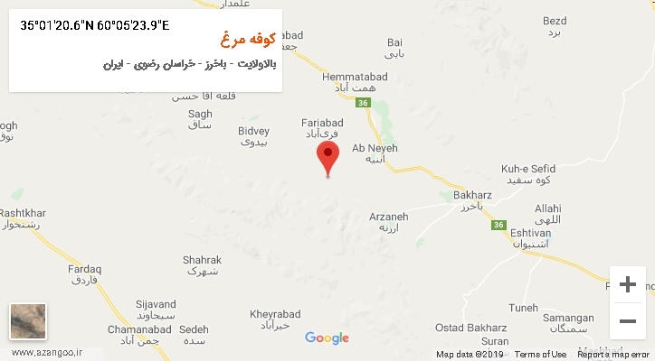 روستای کوفه مرغ بر روی نقشه