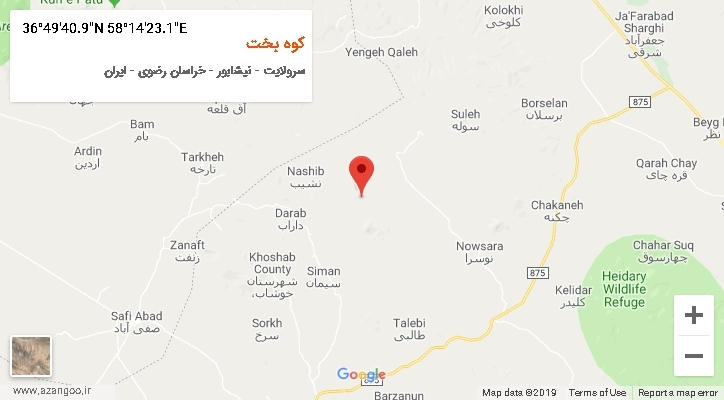 روستای کوه بخت بر روی نقشه