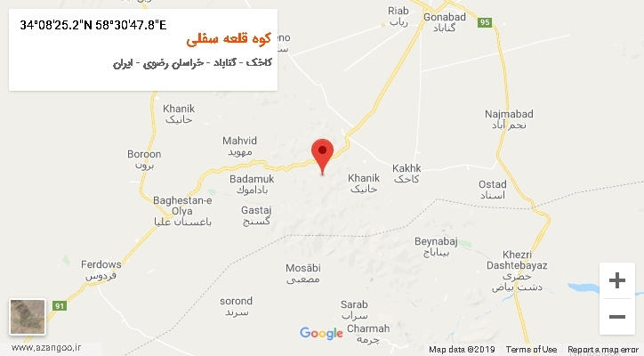 روستای کوه قلعه سفلی بر روی نقشه