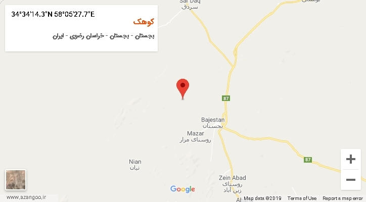 روستای کوهک بر روی نقشه