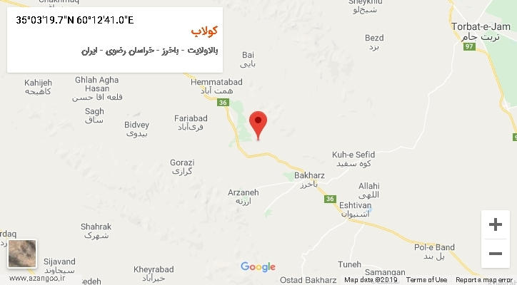 روستای کولاب بر روی نقشه