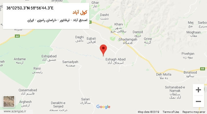 روستای کول آباد بر روی نقشه