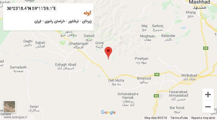 روستای کوله بر روی نقشه
