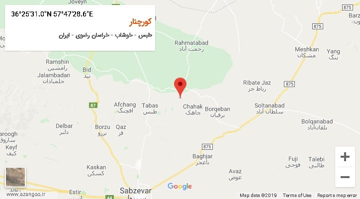 روستای کورچنار بر روی نقشه
