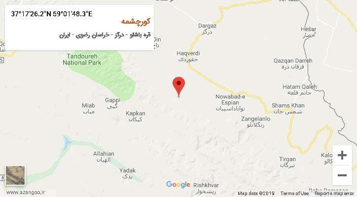 روستای کورچشمه بر روی نقشه