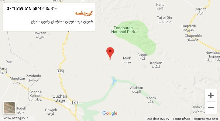 روستای کورچشمه بر روی نقشه