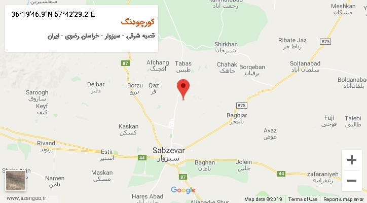 روستای کورچودنگ بر روی نقشه