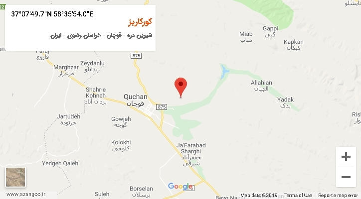 روستای کورکاریز بر روی نقشه