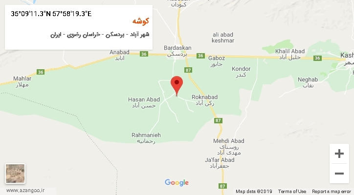 روستای کوشه بر روی نقشه
