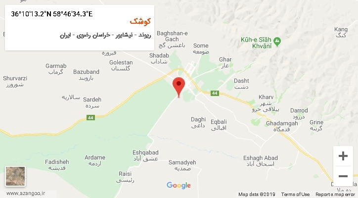 روستای کوشک بر روی نقشه