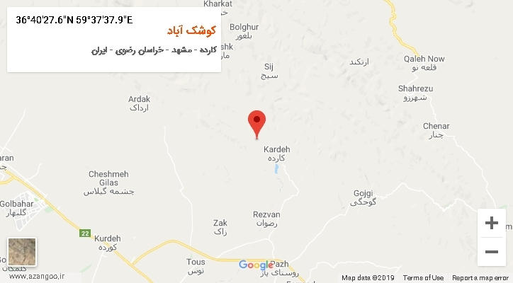 روستای کوشک آباد بر روی نقشه