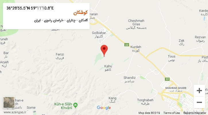 روستای کوشکان بر روی نقشه