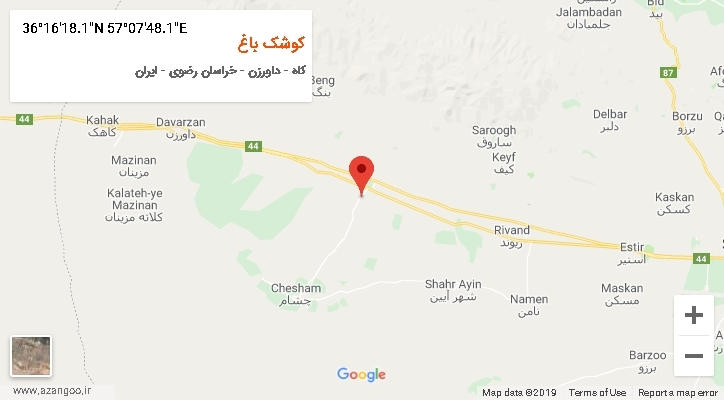 روستای کوشک باغ بر روی نقشه