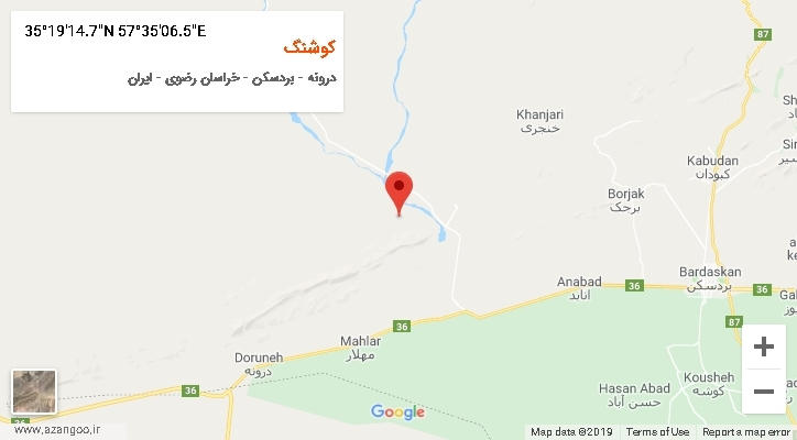 روستای کوشنگ بر روی نقشه