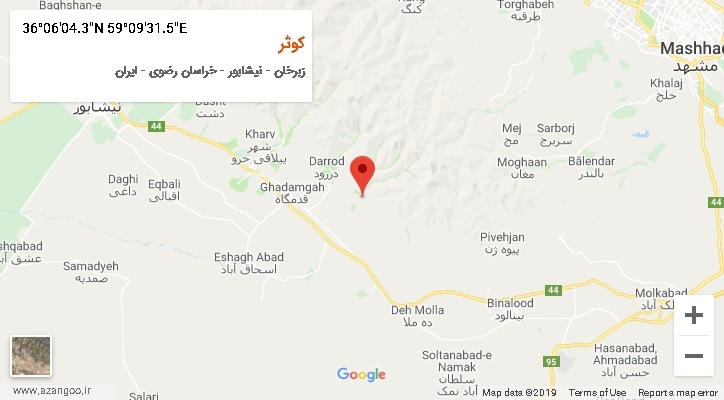 روستای کوثر بر روی نقشه