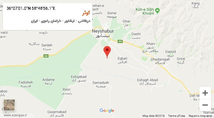 روستای کوثر بر روی نقشه
