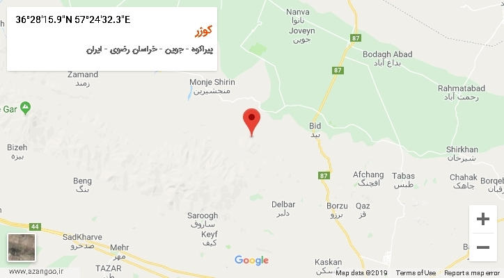 روستای کوزر بر روی نقشه