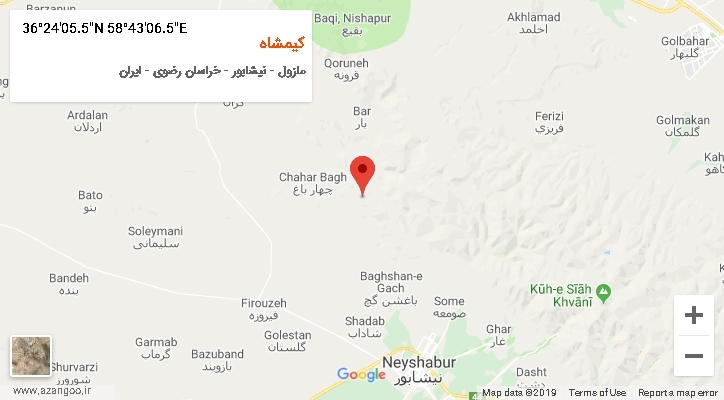 روستای کیمشاه بر روی نقشه