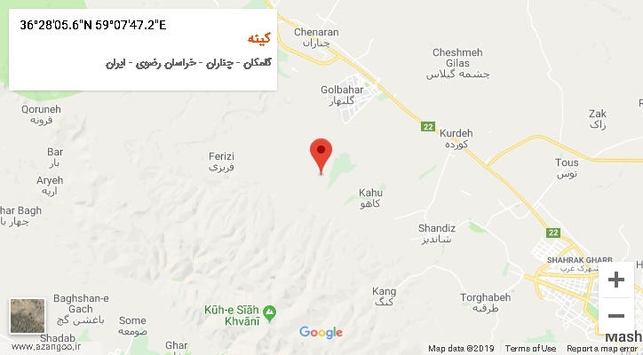 روستای کینه بر روی نقشه
