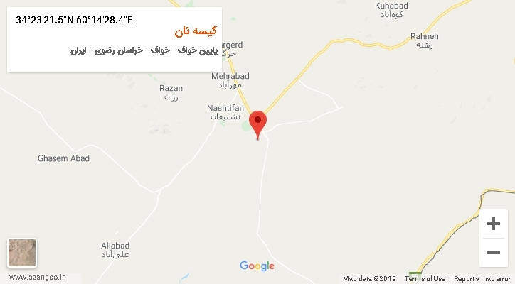 روستای کیسه نان بر روی نقشه