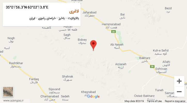 روستای لاغری بر روی نقشه