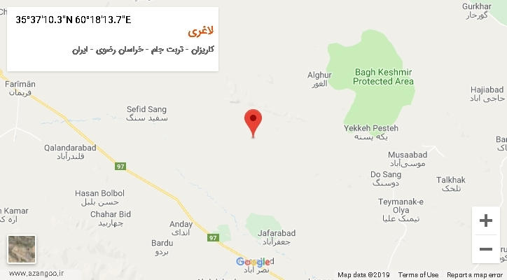 روستای لاغری بر روی نقشه