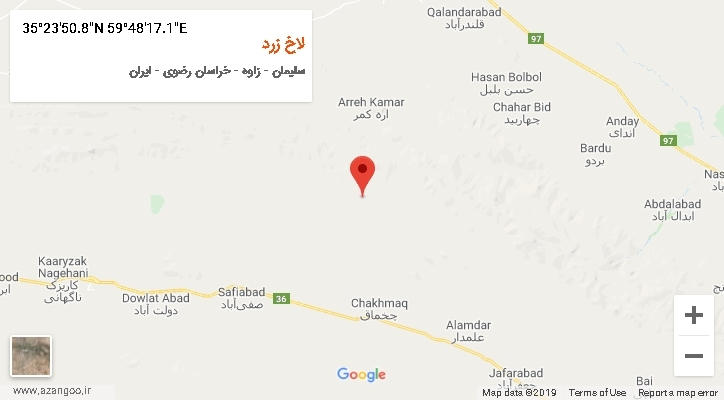 روستای لاخ زرد بر روی نقشه