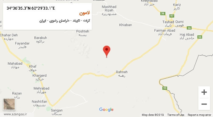 روستای لامون بر روی نقشه