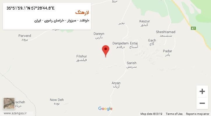 روستای لارهنگ بر روی نقشه