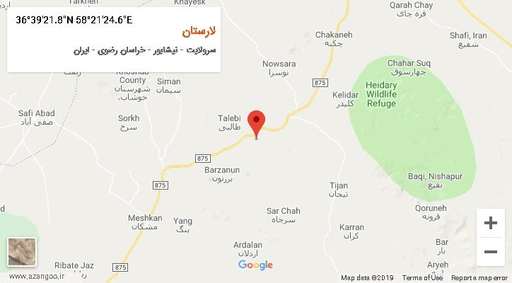 روستای لارستان بر روی نقشه