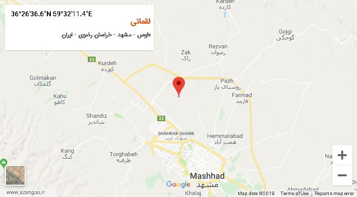 روستای لقمانی بر روی نقشه