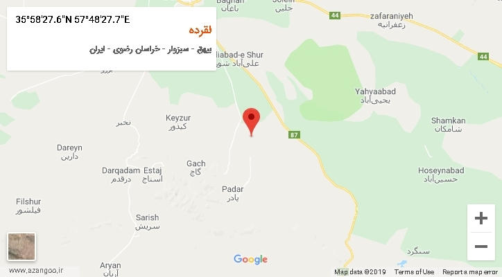روستای لقرده بر روی نقشه