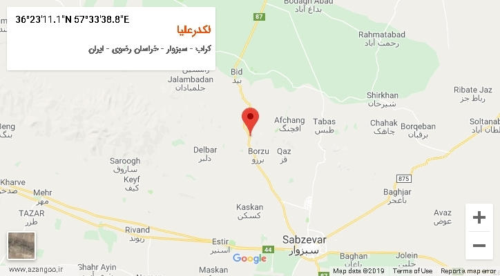 روستای لکدرعلیا بر روی نقشه