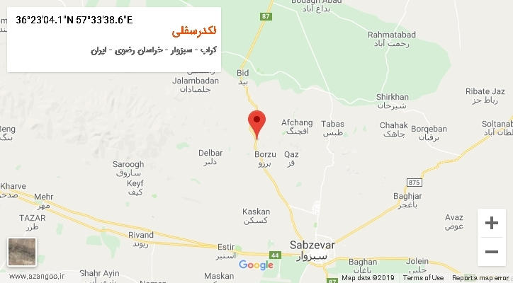 روستای لکدرسفلی بر روی نقشه